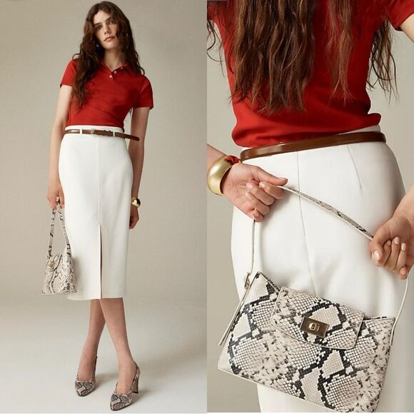 NWT J CREW Pencil midi skirt in four-season stretch in Ivory - Picture 1 of 12